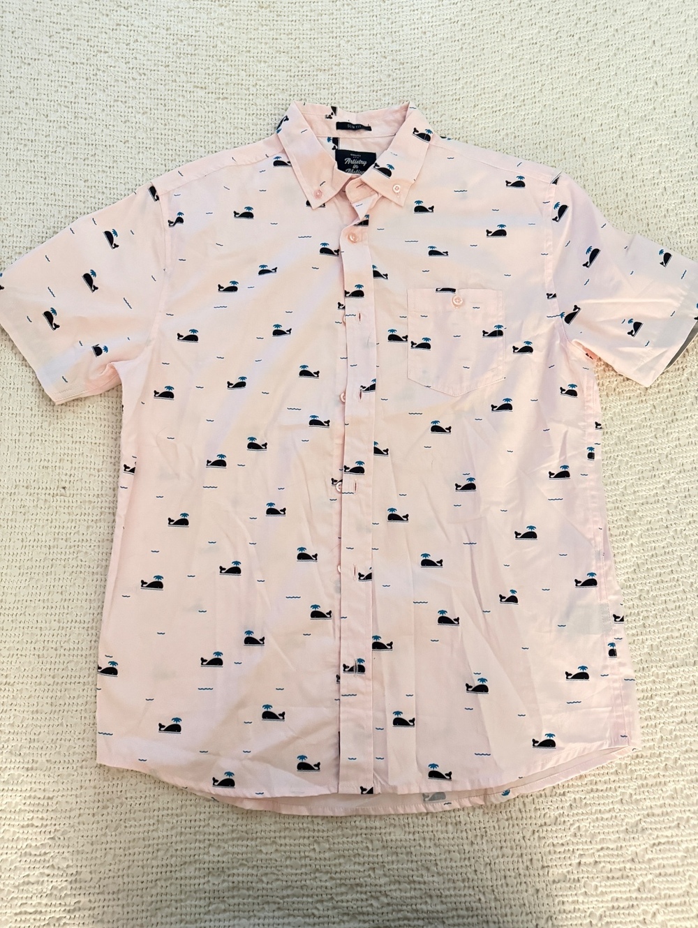 Pink Printed Short Sleeve Button-Up Shirt